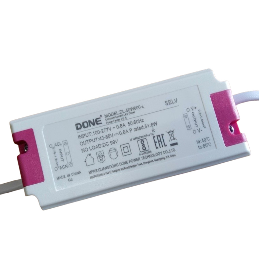 Driver p/Lámpara LED, IP20, 50W, 100-277Vac, Output: 43-86Vdc, 600mA