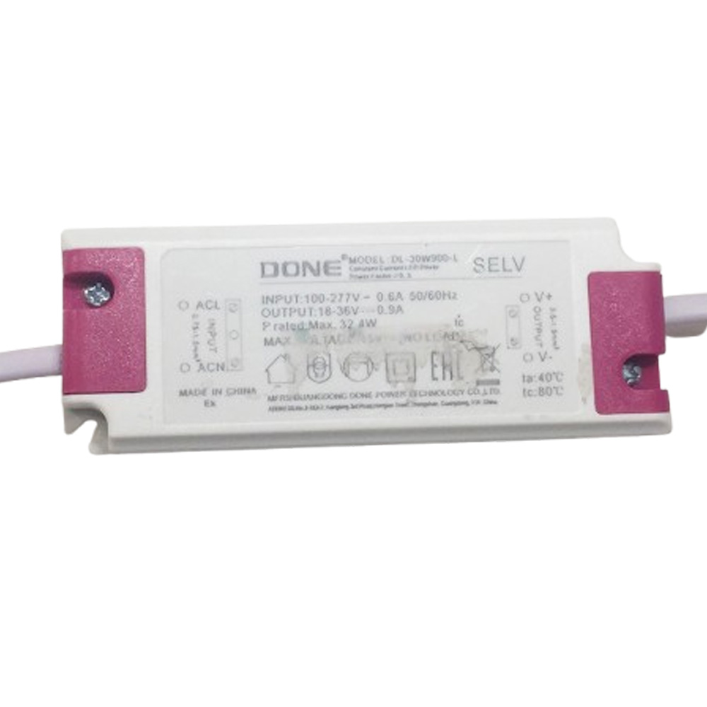 Driver p/Lámpara LED, IP20, 30W, 100-277Vac, Output: 18-36Vdc, 900mA