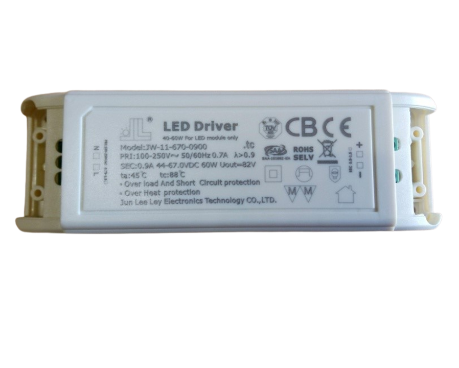 Driver p/Lámpara LED, IP20, 60W, 100-250Vac, Output: 44-67Vdc, 900mA