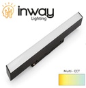 Lámpara Lineal Magnética LED p/Riel de 20mm de ancho, 18W, 17.71&quot;(450mm), Múltiple CCT con Switch WW 3000K / NW 4000K / CW 6000K, 48Vdc, Instalación: Empotrar o Superficie, 120 Grados, Negra