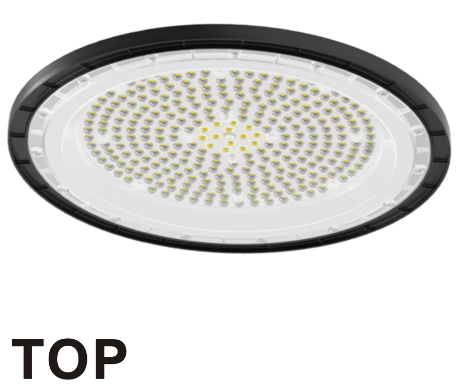 Lámpara High Bay SMD LED, Tipo UFO TOP, 150W, 6000K Blanco Frío, 100-265Vac, IP65, 90 Grados