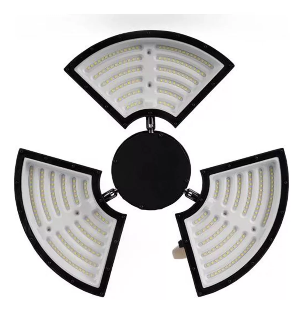 Lámpara High Bay tipo Trébol LED 2 paneles Articulable, 150W, 6000K Blanco Frío, 100-260Vac, Supresor de Pico 6KV, IP65