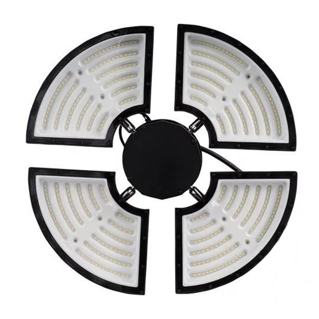 Lámpara High Bay tipo Trébol LED 2 paneles Articulable, 200W, 6000K Blanco Frío, 100-260Vac, Supresor de Pico 6KV, IP65