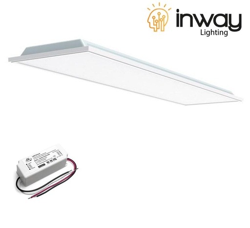 Kit Panel LED Rectangular de Luz Directa (BackLit) p/Empotrar, 40W, 6000K Blanco Frío, 4000Lm, 100-277Vac, 12"x48"(300x1200mm), Dimmable, Borde Blanco