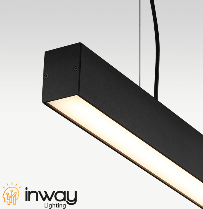 Lámpara Lineal Light para Colgar LED, 80W, 96&quot;(240cm), 4000K Blanco Natural, Frost, 100-240Vac, 120 Grados, Negra