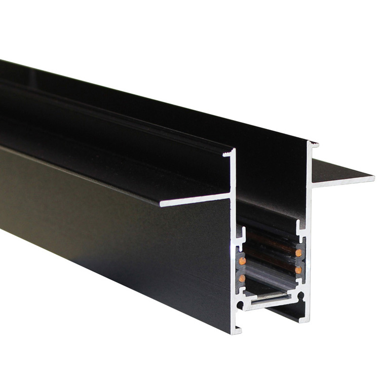 Riel de Pista 20mm de ancho p/Lámpara Magnética de 48Vdc, 2.4 Metros, 2 cables, Instalación: Empotrar, Negro