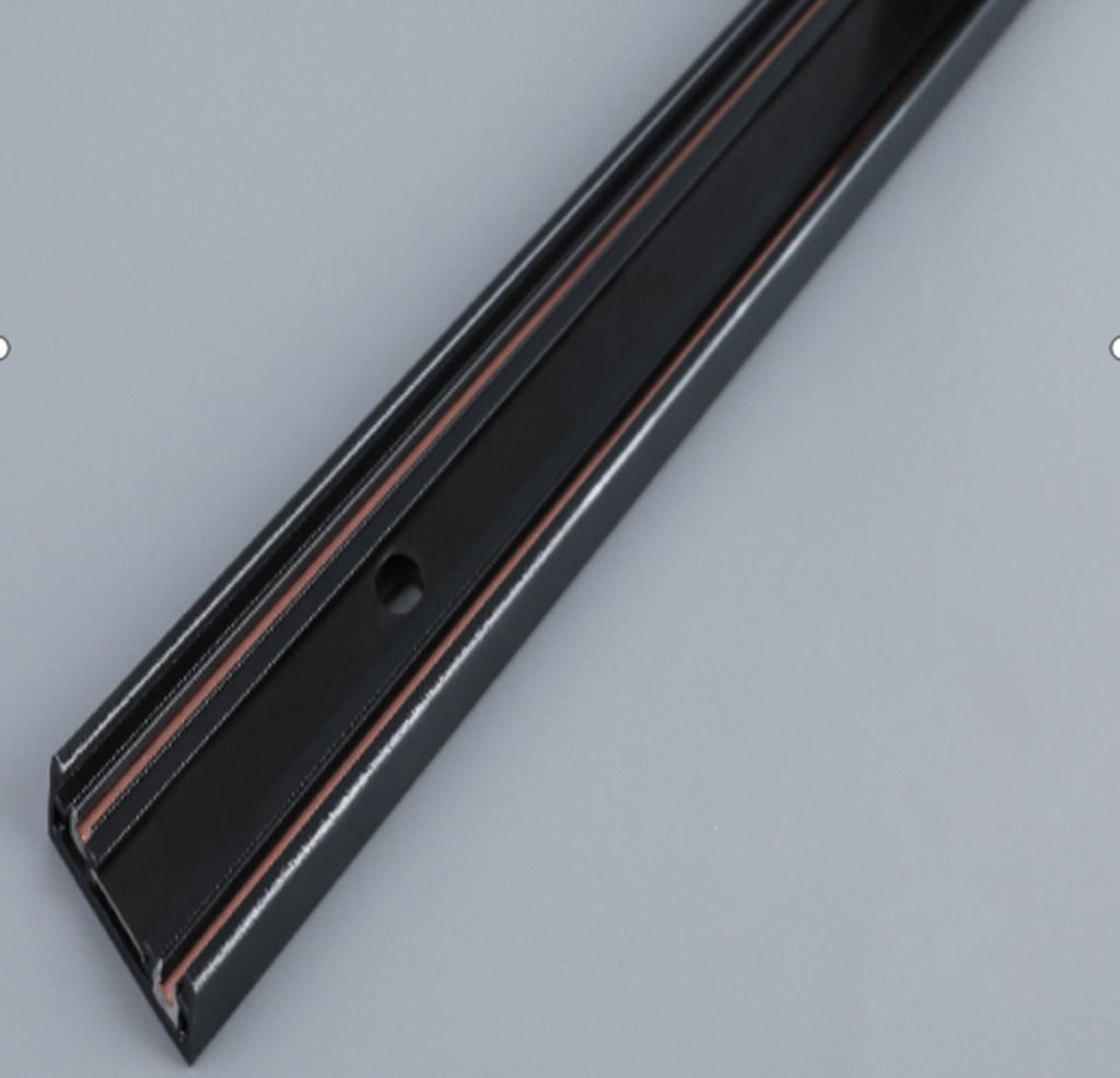 Riel Slim de 27mm de ancho p/Lámpara Magnética de 48Vdc, 2.4 Metros, 2 cables, Instalación de Superficie, Negro