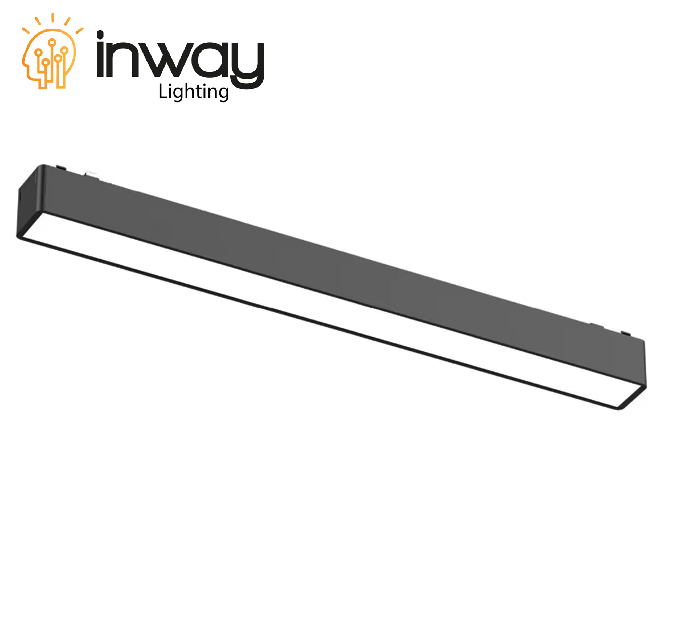 Lámpara Slim Lineal Magnética LED p/Riel de 27mm de ancho, 18W, 15.07"(383mm), 4000K Blanco Natural, 48Vdc, Instalación: Empotrar o Superficie, 120 Grados, Negra
