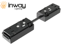 Conector Recto, Doble p/Riel de Empotrar 27mm de ancho para Lámpara Slim Magnética de 2 cables, 48Vdc, Negro