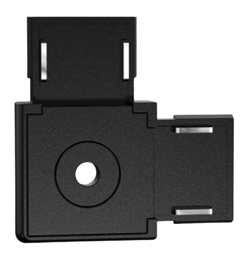 Conector en L Horizontal, p/Riel de Superficie 27mm de ancho de Lámpara Slim Magnética de 2 cables, 48Vdc, Negro