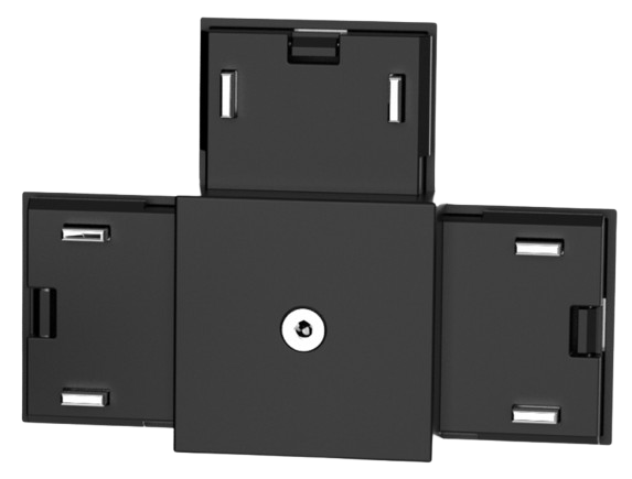 Conector en T, p/Riel de Superficie 27mm de ancho de Lámpara Slim Magnética de 2 cables, 48Vdc, Negro