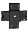 Conector en Cruz, p/Riel de Superficie 27mm de ancho de Lámpara Slim Magnética de 2 cables, 48Vdc, Negro