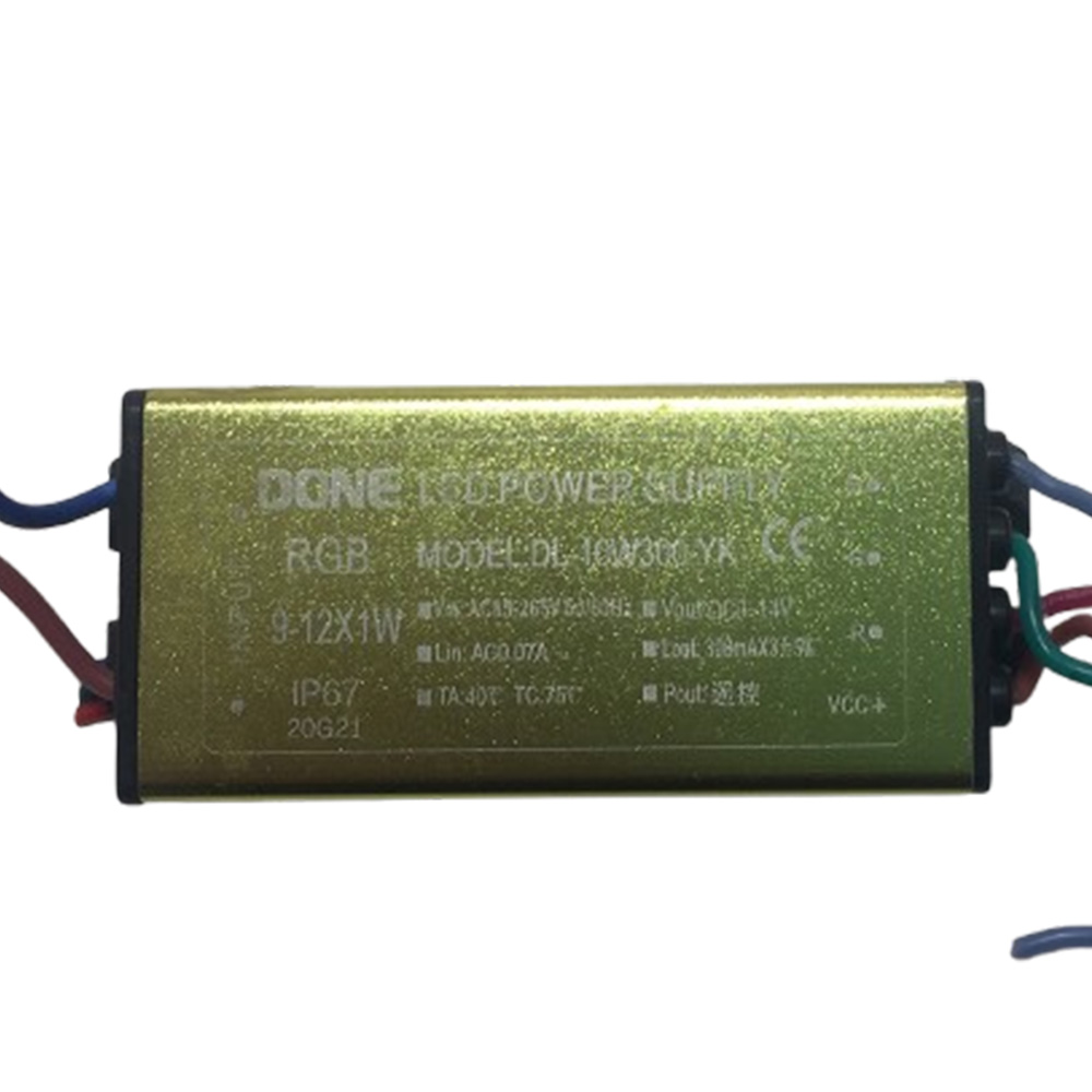 Driver p/Lámpara LED RGB, 9-12W, 85-265Vac, Output: 9-14Vdc, 300mAX3, IP67