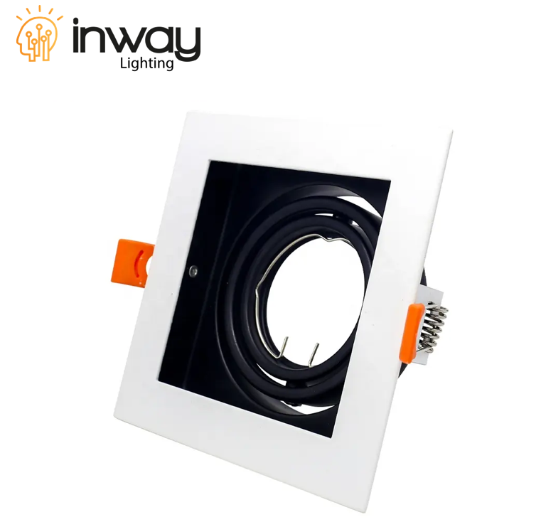 Base Cuadrada p/Empotrar Bombilla, Dirigible, Dimensiones: 119x119x37mm, Blanco, Incluye zócalo GU10