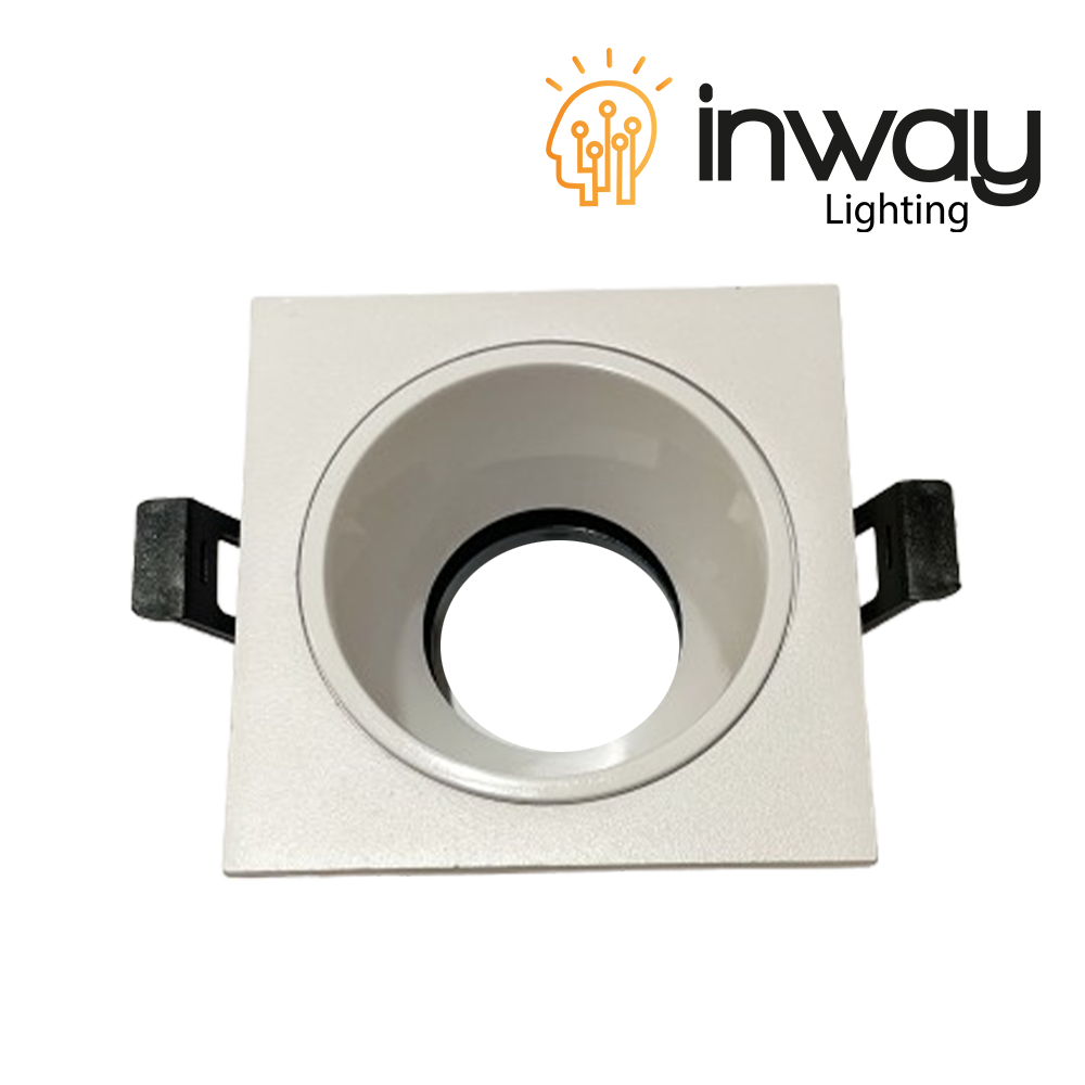 Base Cuadrada con Reflector Blanco p/Empotrar Bombilla, Dirigible, Dimensiones: 87x87x48mm, Blanco, Incluye zócalo GU10