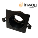 Base Cuadrada con Reflector Negro p/Empotrar Bombilla, Dirigible, Dimensiones: 87x87x48mm, Negro, Incluye zócalo GU10