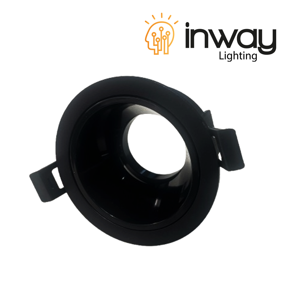 Base Circular con Reflector Negro p/Empotrar Bombilla, Dimensiones: Φ87x48mm, Negro, Incluye zócalo GU10