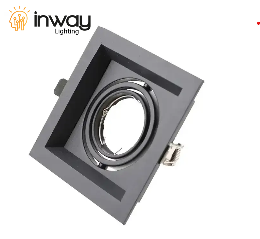 Base Cuadrada p/Empotrar Bombilla, Dirigible, Dimensiones: 130x130x35mm, Negro, Incluye zócalo E27