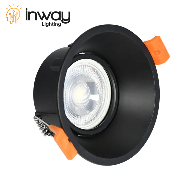 Base Circular p/Empotrar Bombilla, Dirigible, Dimensiones: Φ78x39mm, Negro, Incluye zócalo GU10