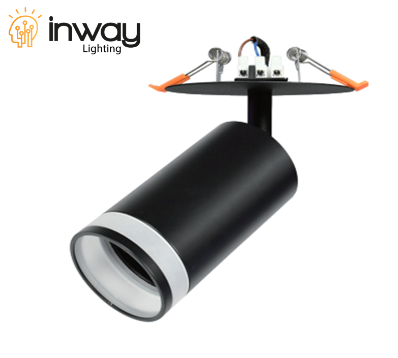 Cajetín Spotlight LED de Empotrar, DG-5425-01, Base: GU10, 2 cables, Dimensiones: Φ55x100mm, Negro con Blanco