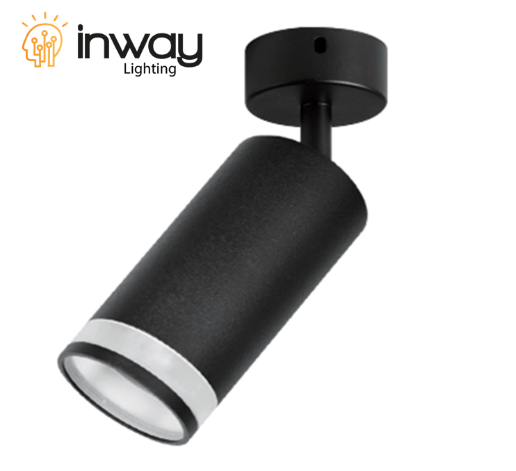 Cajetín Spotlight LED de superfcie, DG-5425-02, Base: GU10, 2 cables, Dimensiones: Φ55x100mm, Negro con Blanco