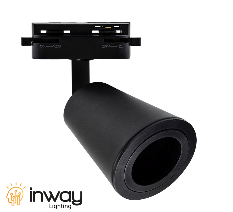 Cajetín p/Lámpara de Riel (Track light) LED, DG-5442, Base: GU10, 2 cables, Dimensiones: Φ70xΦ85x145mm, Negro