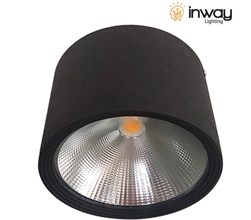 Aplique de Techo Circular con Reflector Negro, DG-8303, 35W, 4000K Blanco Natural, 100-260Vac, Dimensiones: 200x140mm, Negro