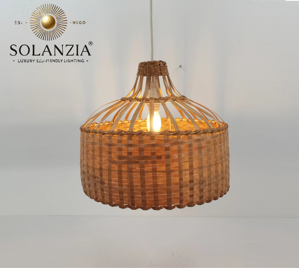 Lámpara Decorativa Artesanal, Crinolina de Tul, Colgante, E27, Dimensiones: Φ360xH300mm, Material: Bamboo