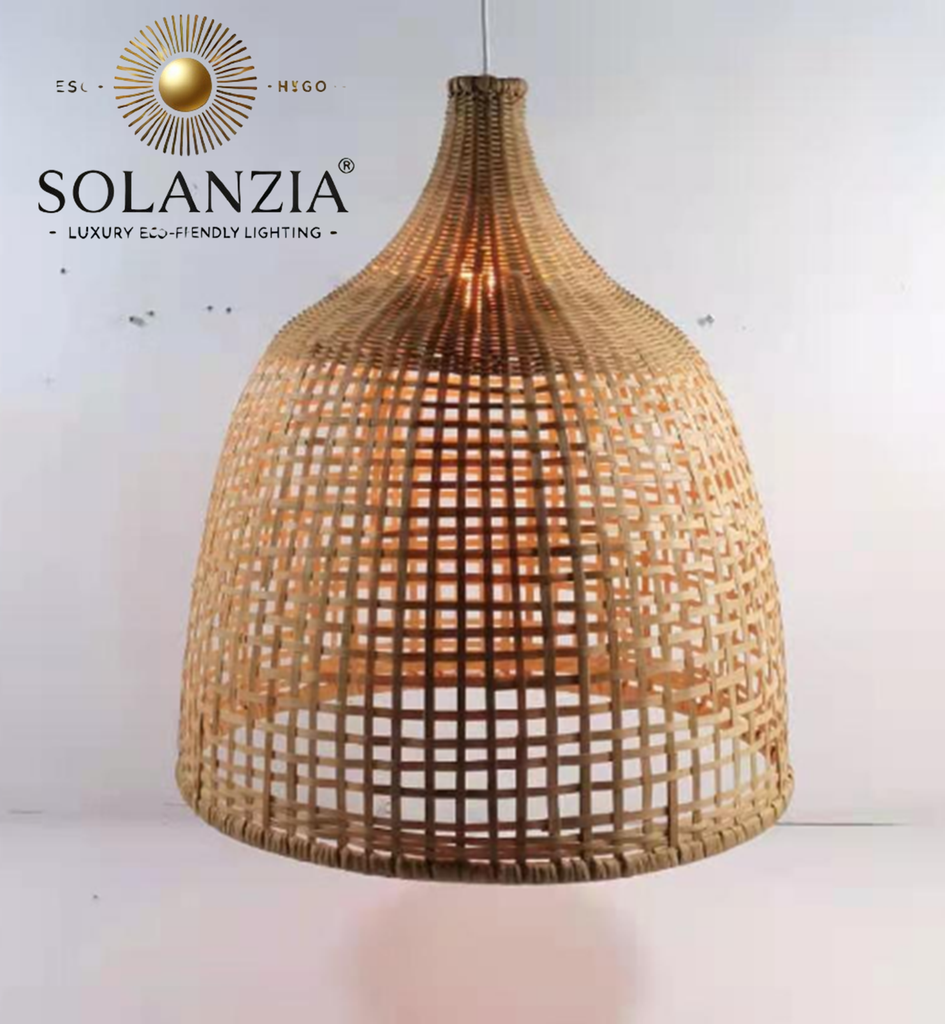 Lámpara Decorativa Artesanal, Tejido del Viento, Colgante, E27, Dimensiones: Φ420xH480mm, Material: Bamboo