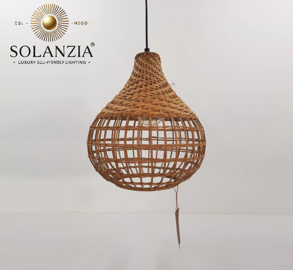 Lámpara Decorativa Artesanal, Rayón de Sol, Colgante, E27, Dimensiones: Φ325xH350mm, Material: Rattan