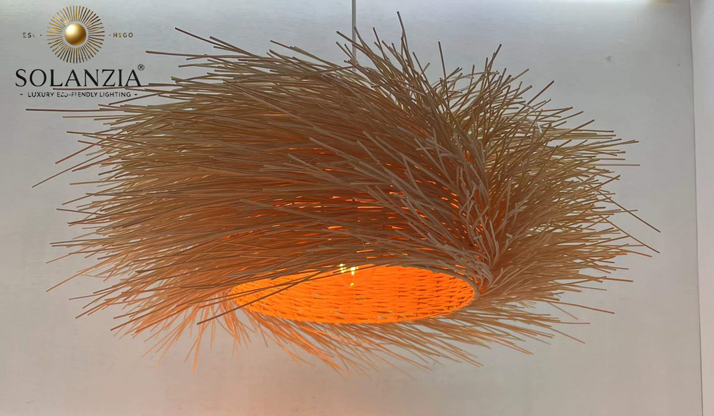 Lámpara Decorativa Artesanal, Encanto Rústico, Colgante, E27, Dimensiones: Φ530xH185mm, Material: Rattan