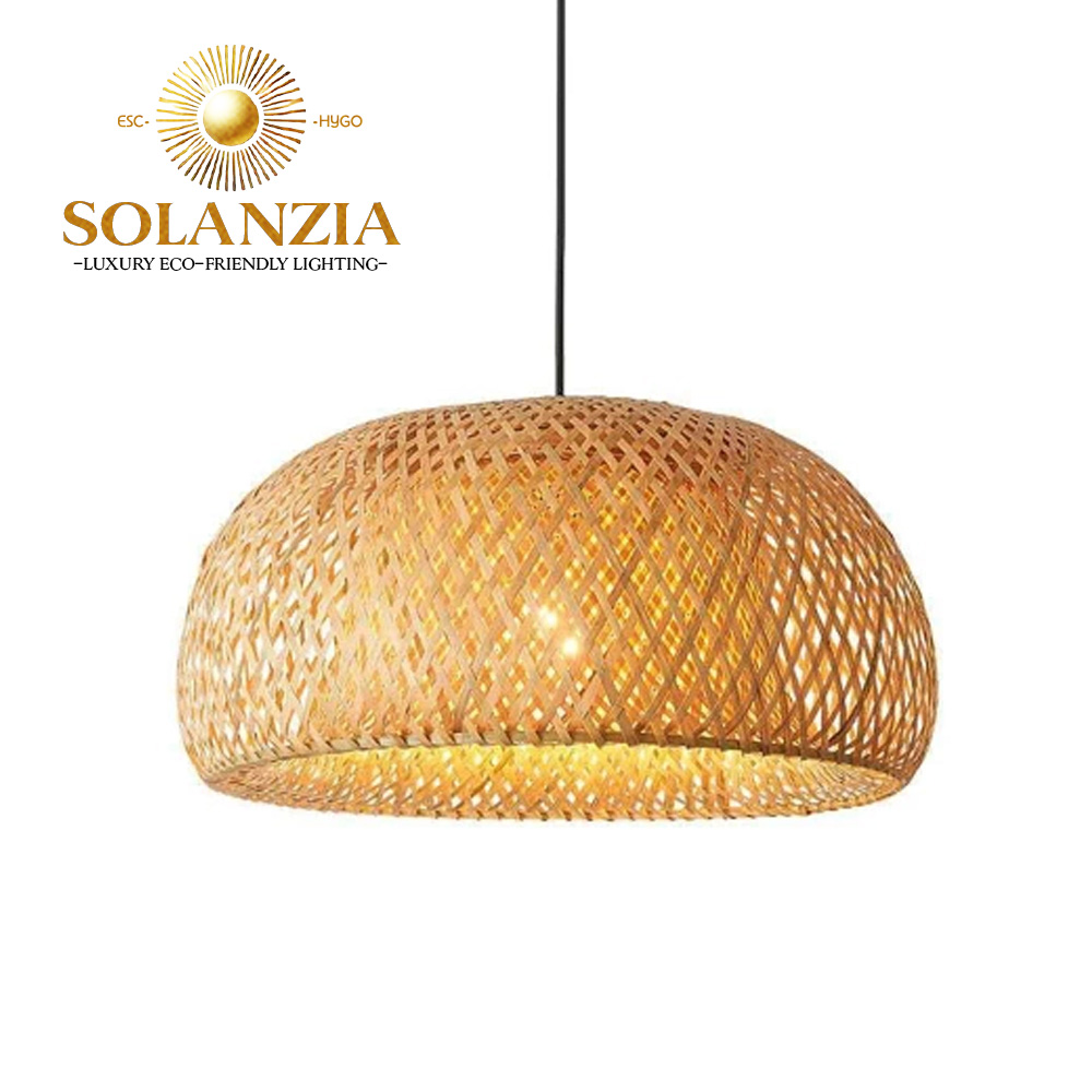 Lámpara Decorativa Artesanal, Ternura Tejida, Colgante, E27, Dimensiones: Φ450xH220mm, Material: Bamboo