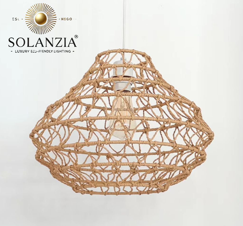 Lámpara Decorativa Artesanal, Cuerda de Papel, Colgante, E27, Dimensiones: Φ405xH310mm, Material: Cuerda de Papel