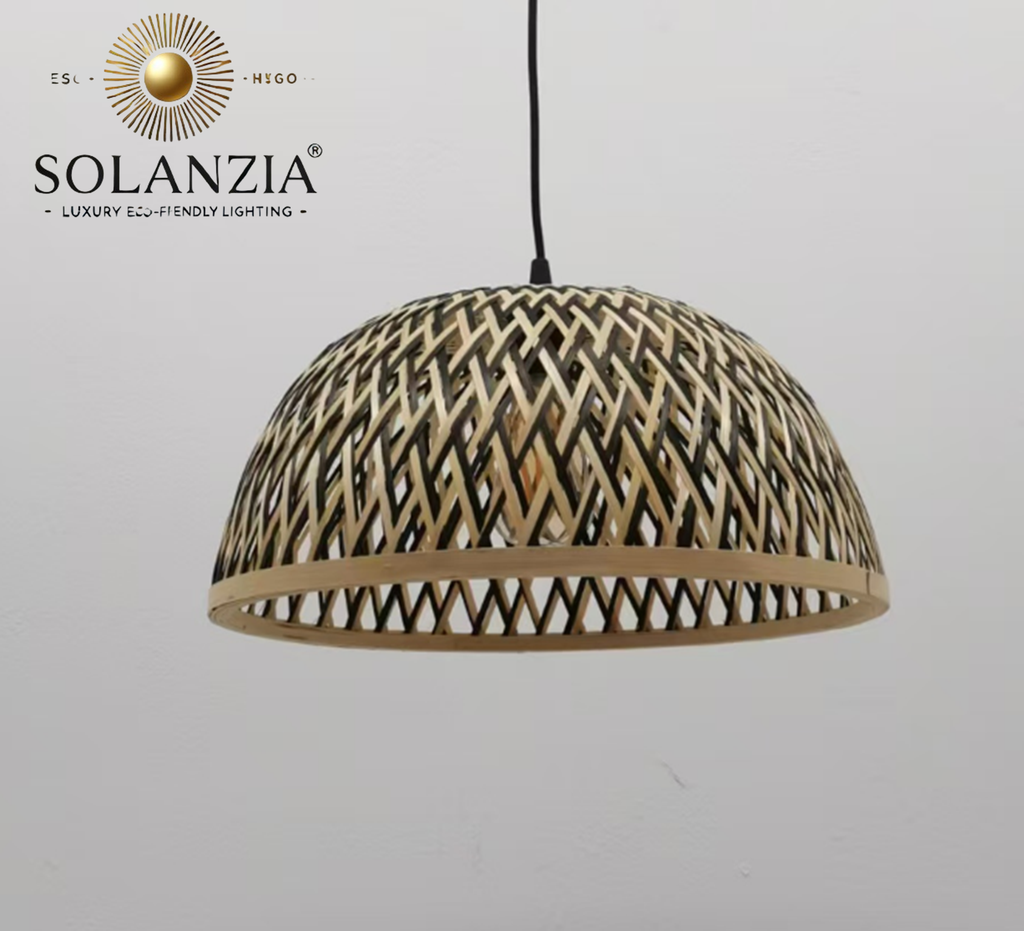 Lámpara Decorativa Artesanal, Camino de la Luz, Colgante, E27, Dimensiones: Φ405xH190mm, Material: Bamboo