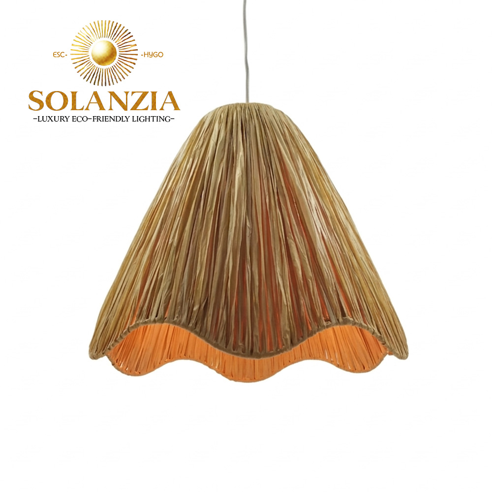 Lámpara Decorativa Artesanal, Espuma del Mar, Colgante, E27, Dimensiones: Φ410xH360mm, Material: Rafia