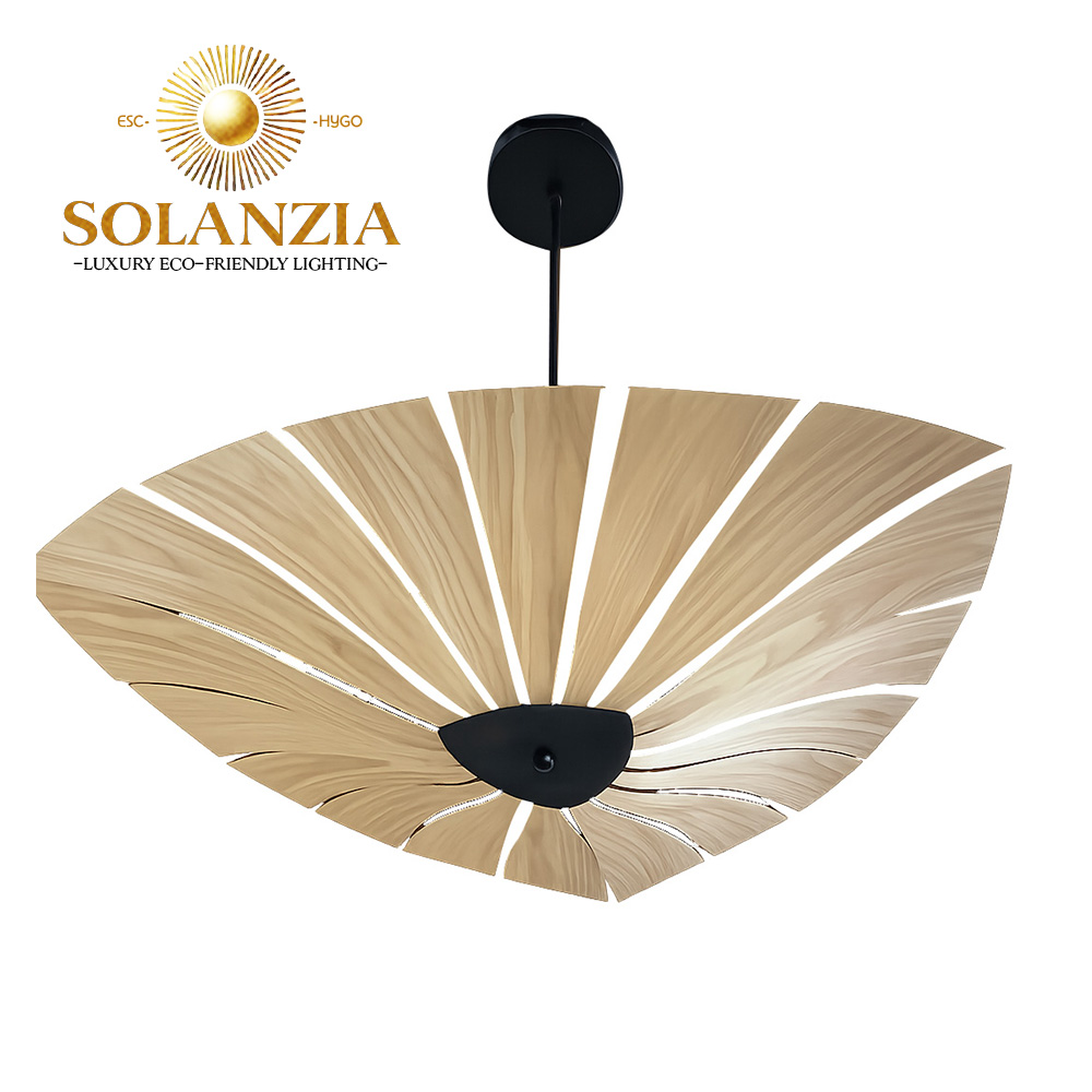 Lámpara Decorativa Artesanal Colgante, Uva de Mar, E27, Dimensiones: 600mm, Material: Madera