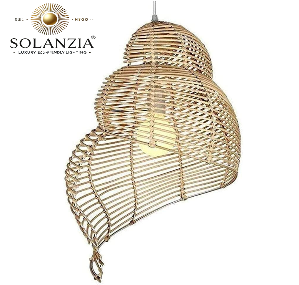 Lámpara Decorativa Artesanal Colgante, Luz de Caracol, E27, Dimensiones: 300x450mm, Material: Rattan