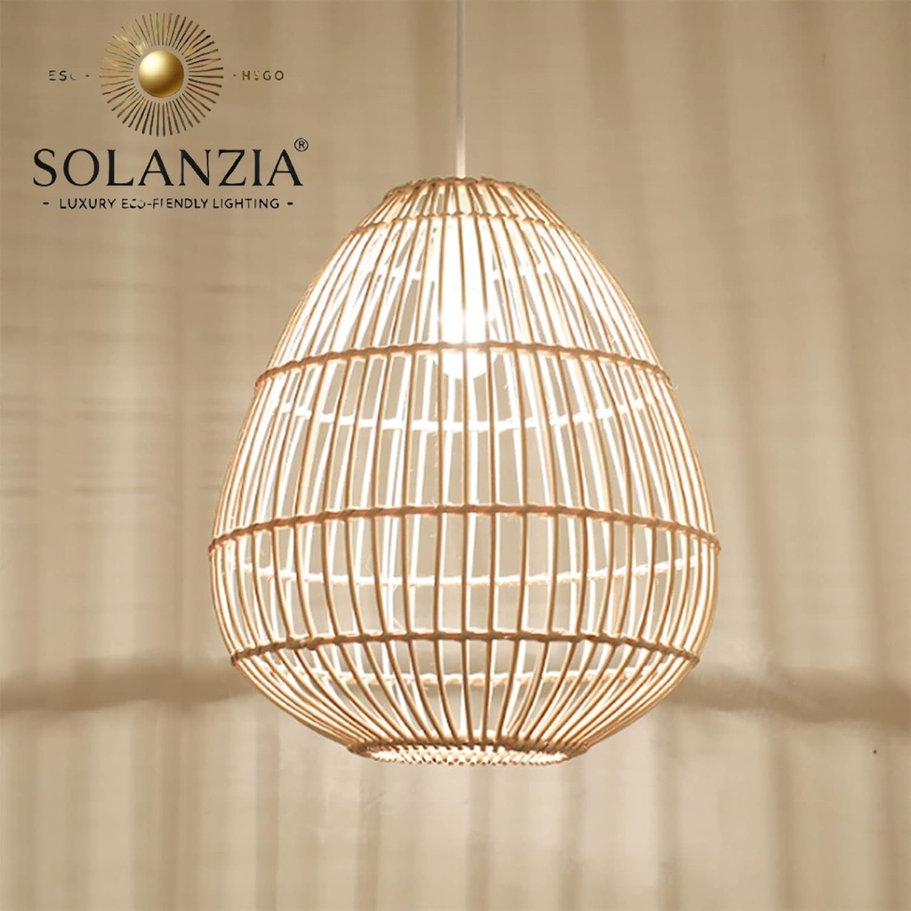 Lámpara Decorativa Artesanal Colgante, Viento Mediterráneo, E27, Dimensiones: 550x400mm, Material: Rattan