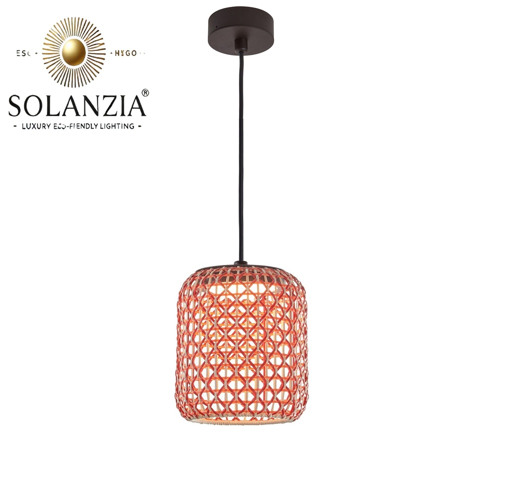 Lámpara Decorativa Artesanal Colgante, GrapeFruit, 12W, 3000K Blanco Cálido, Dimensiones: 300x450mm, Material: Rattan