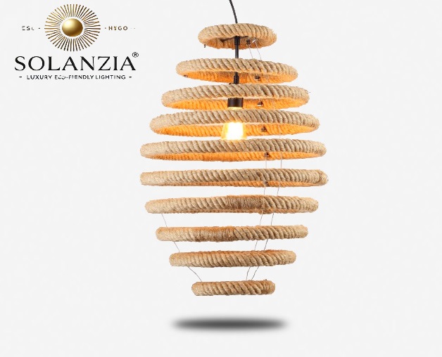 Lámpara Decorativa Artesanal Colgante, Pooh, E27, Dimensiones: 250x400mm, Material: Cuerda de cáñamo