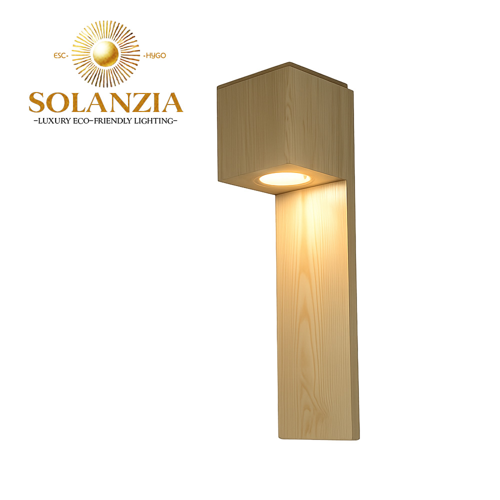 Lámpara Decorativa Artesanal de pared (Aplique), Cubic Wood, E27, Dimensiones: 150x150x500mm, Material: Madera