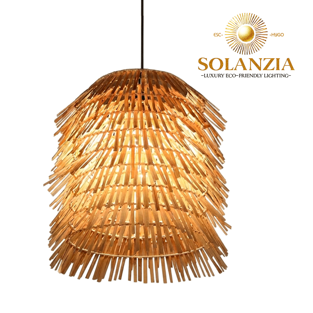 Lámpara Decorativa Artesanal Colgante, Saia Lola, 3xE27, Dimensiones: 550x600mm, Material: Bamboo