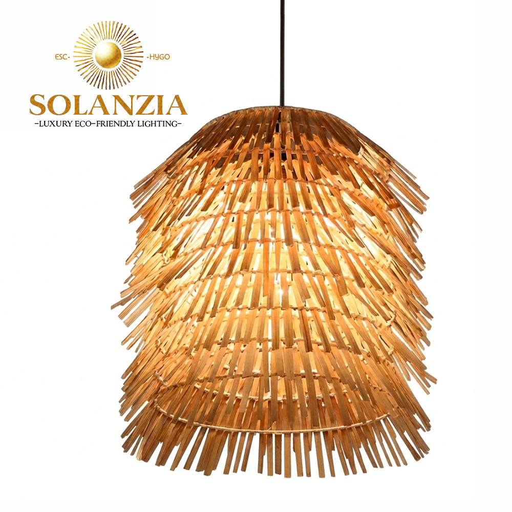 Lámpara Decorativa Artesanal Colgante, Saia Lola, 3xE27, Dimensiones: 550x600mm, Material: Bamboo