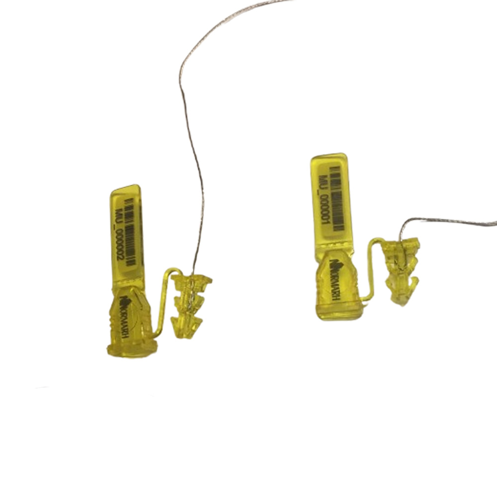 Sello de Seguridad Doble Ancla No.15, Código de Color: Amarillo Transparente, Dimensiones: 52.5x14x7mm, Material: PC