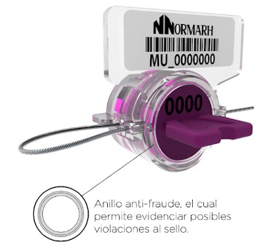 Sello de Seguridad Inserto Mariposa No.23, Código de Color: Morado, Dimensiones: 27x26x21.5mm, Material: PC