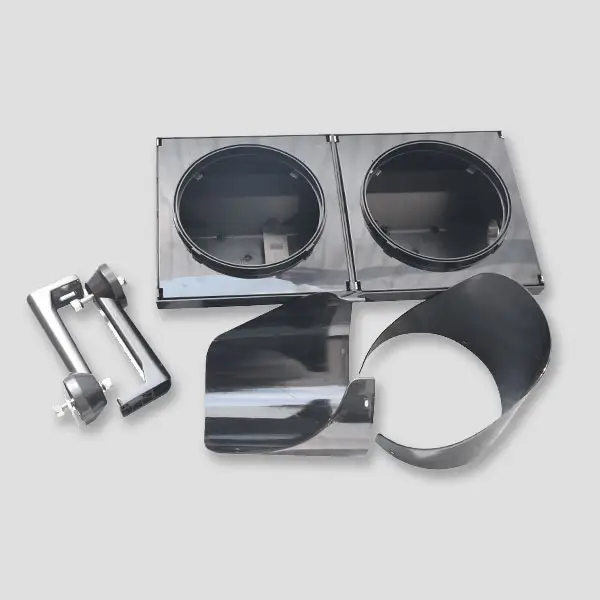 Cajetín p/2 Luces de Semáforo de 300mm, soporte y tablero, Negro.