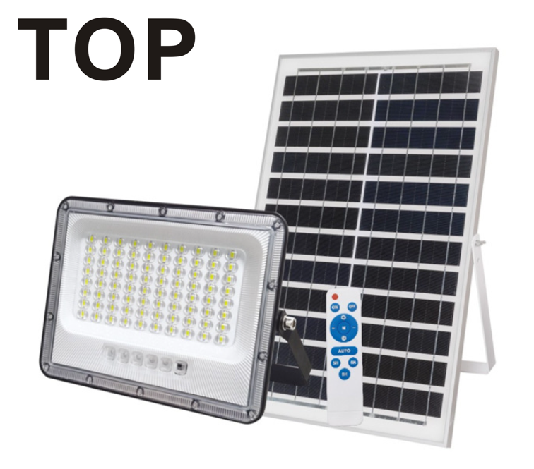 Reflector LED Solar de 1500 Lm con Panel de 20W/6V, 6500K/7000K Blanco Frío, 90 Grados, Con Batería de Litio de 15AH/3.2V, IP65, Gris, Incluye: Panel Solar