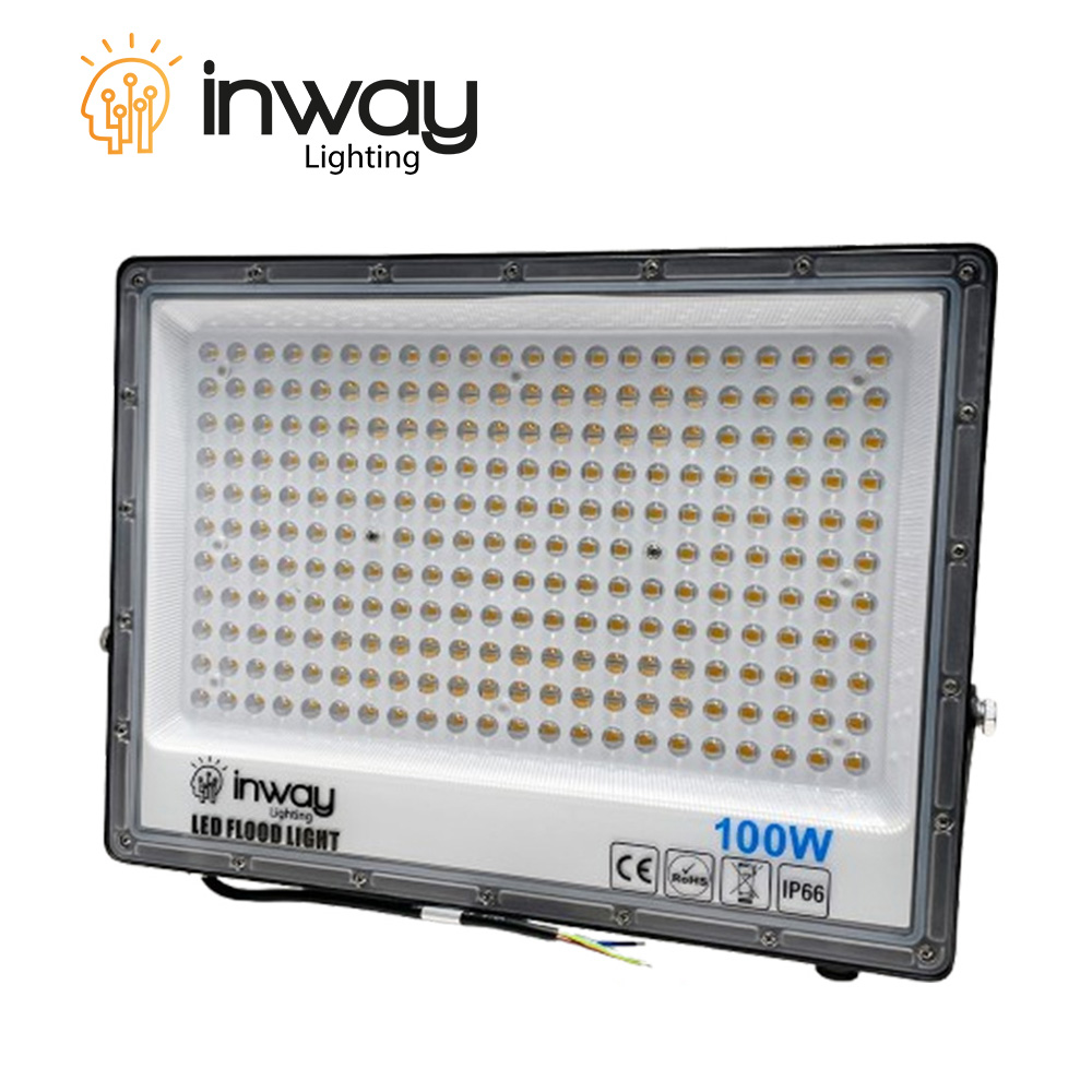 Reflector SMD, 100W, 3000K Blanco Cálido, 100-265Vac, IP65, 90 Grados, Negra, Dimensiones: 248x329x25mm