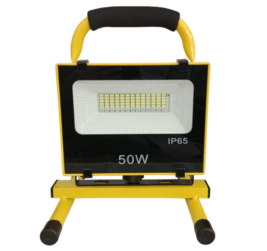 Reflector SMD LED Recargable, 50W, 6000K Blanco Frío, 100-240Vac, IP65, 120 Grados