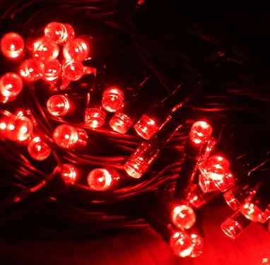 Extensión Navideña LED p/Exterior, 8W, 1700Lm, Roja, 200LED/10Metros, 110Vac, Con cable verde de cobre 3xφ0.2mm2, IP44